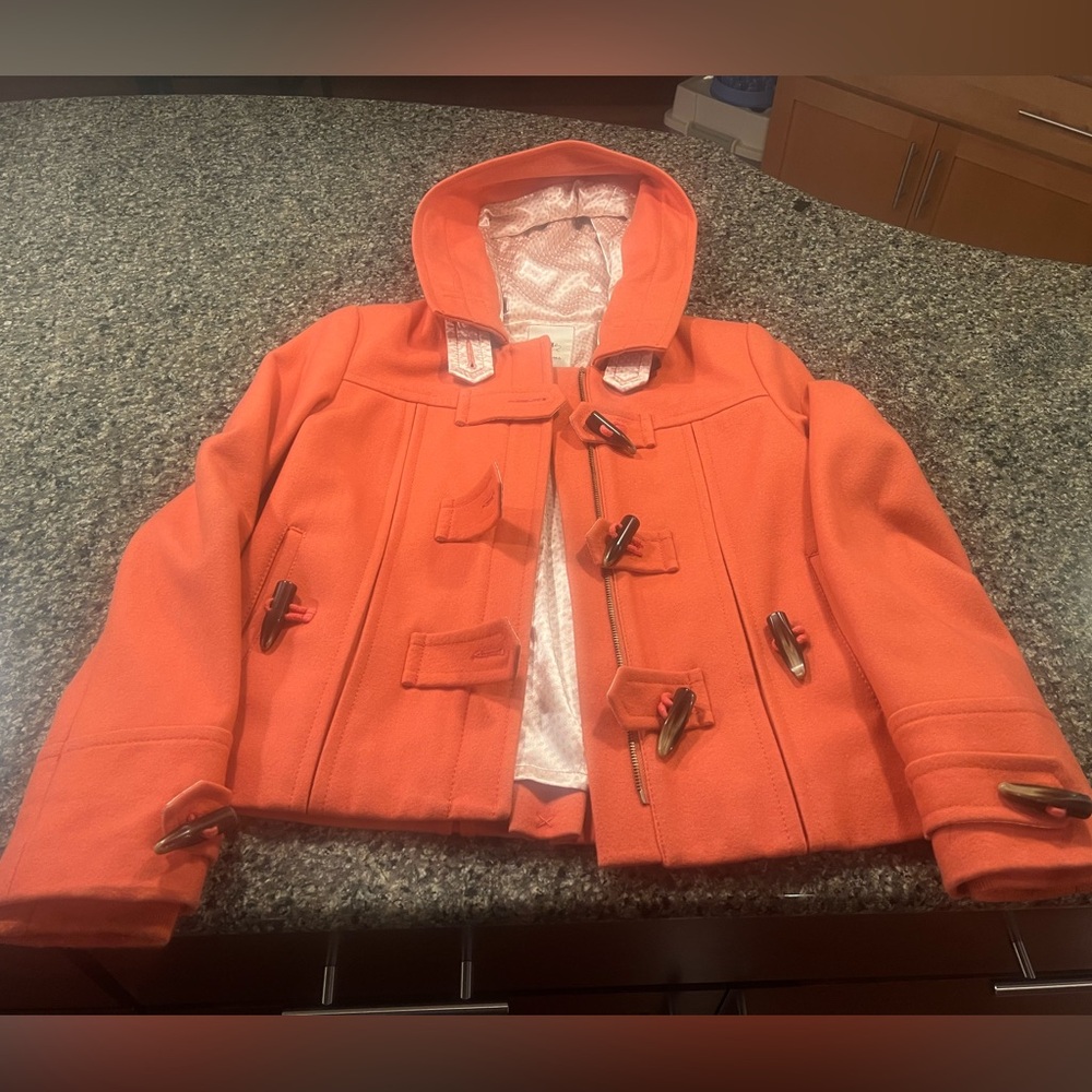 ELEVENSES for Anthropologie Hooded 'First Frost Wool Coat' - 2, Coral